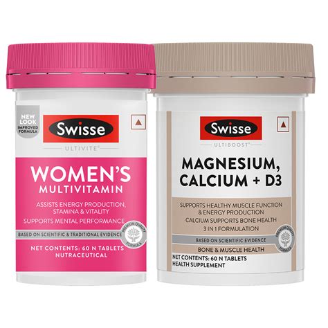 Swisse Multivitamin for Women (60 Tablets) & Swisse Magnesium, Calcium
