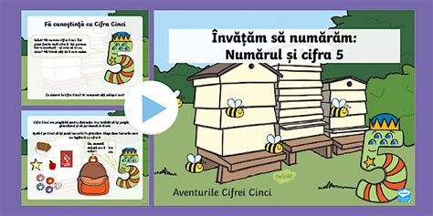 Învățăm să numărăm: Numărul și cifra 5 – PowerPoint