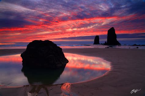 B180 Sunset and the Needles, Cannon Beach, Oregon | Randall J Hodges ...