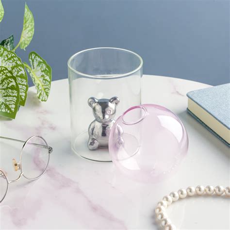 Bear In The Jar Glass Planter Pink Online - Premium Vase | Nestasia
