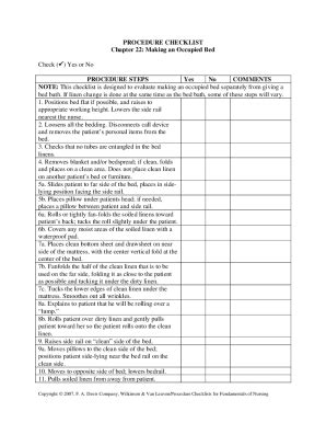 Bed Making Procedure - Fill and Sign Printable Template Online