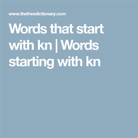 Words that start with kn | Words starting with kn