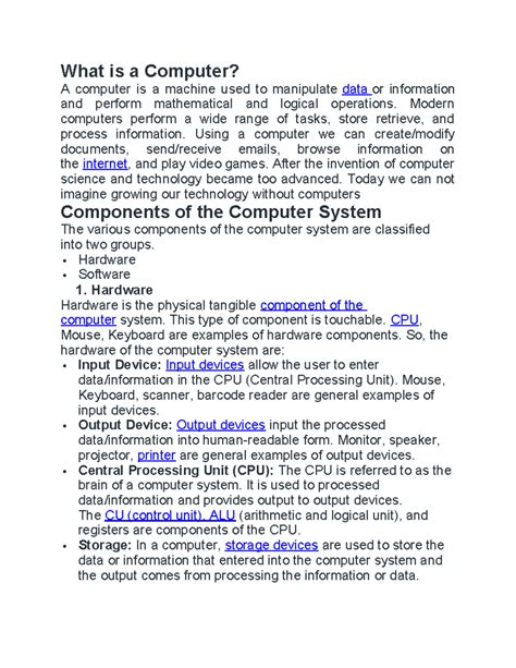 Understanding Computers: Components & Applications - CS101 - Studocu