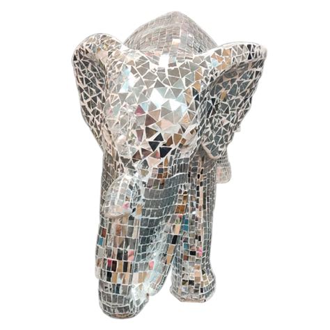Handmade Fiberglass Mirror Mosaic Elephant Sculptures — Bharat Wholesales