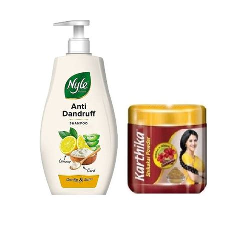 Karthika Shikakai Powder 180g & Nyle Anti Dandruff Shampoo 800ml | Nyle ...
