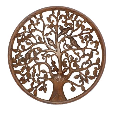 Tup The Urban Port Brown Circular Mango Wood Wall Panel | Desertcart INDIA