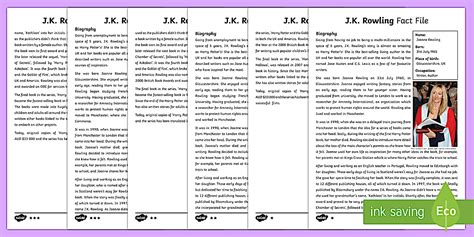 J.K. Rowling Differentiated Fact File