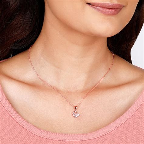 Rose Gold Graceful Swan Pendant With Link Chain – GIVA Jewellery