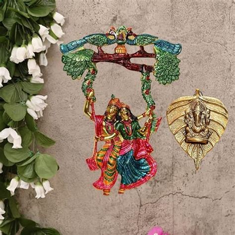 Buy Chhariya Crafts Metal Radha Krishna Tree Jhula and Ganesha Wall ...