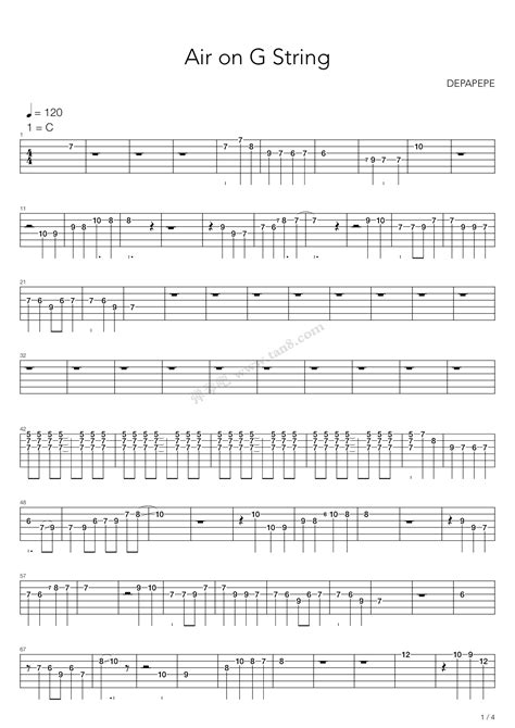 《G弦上的咏叹调（指弹版，Depapepe）》,Depapepe（六线谱 调六线-独奏吉他谱-虫虫吉他谱免费下载
