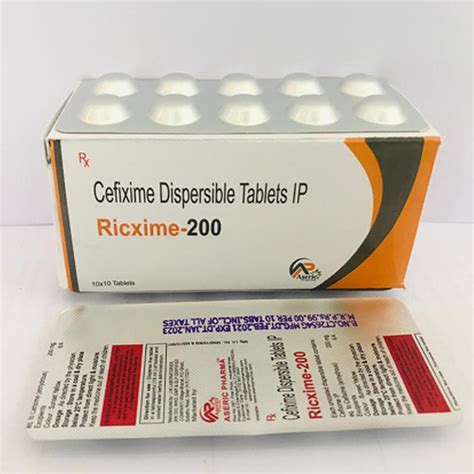 Ricxime 200 - Cefixime Dispersable Tablets IP - Aseric Pharma