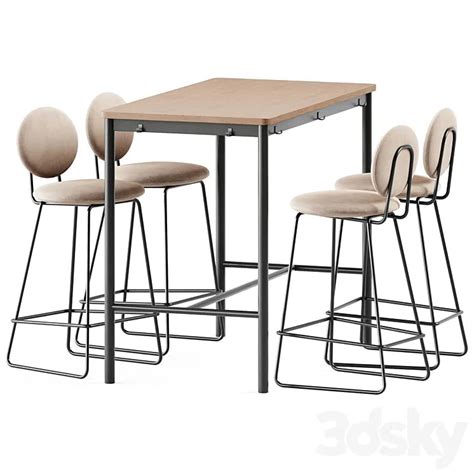 Tommaryd wooden table by Ikea and Gemma Bar Chair by Baxter 3DS Max Mo ...