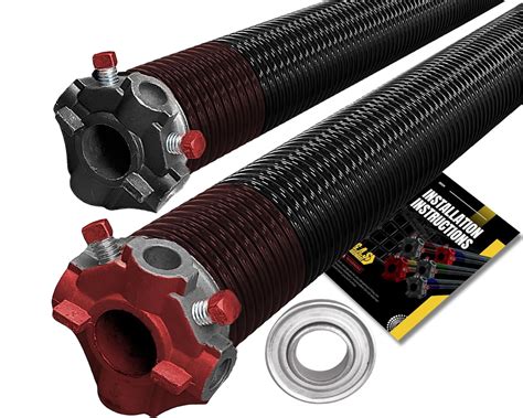 Garage Door Torsion Springs (234 x 2 x 25) - Pair | 1" ID Steel Bearing ...