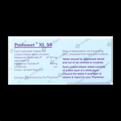 PROLOMET XL 50MG TABLET 10'S Price, Uses, Side Effects & Substitutes ...