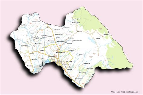 Sample maps of Ormoc City generated with map cropping (masking) tool.
