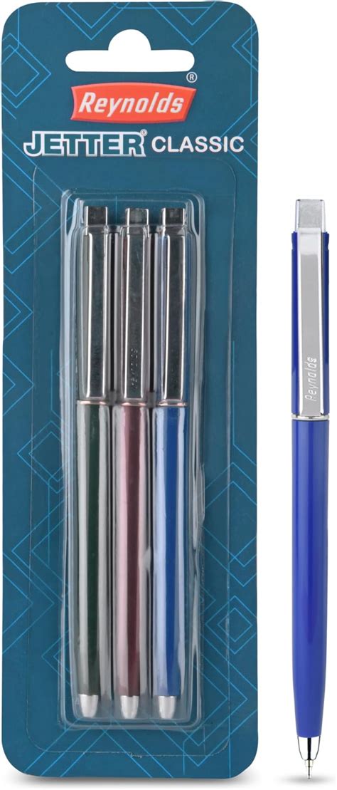 Reynolds JETTER CLASSIC Ball Pen SET - 3 PENS BLUE | MULTI BODY COLOR ...