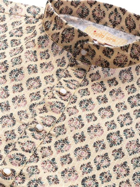 Indo Era Brown Ethnic Motifs Cotton Straight Kurtas – indoera