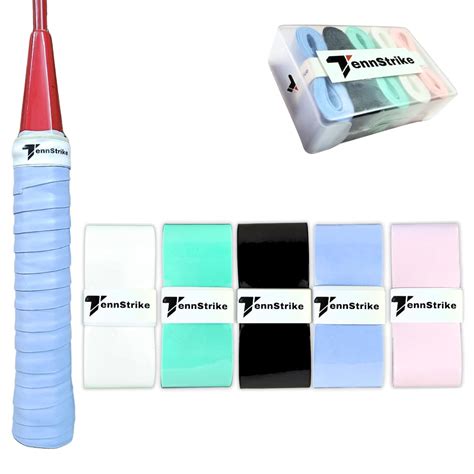 Tennstrike Badminton Rubber Overgrip Box | Pack of 5 | Sweat-Absorbent ...