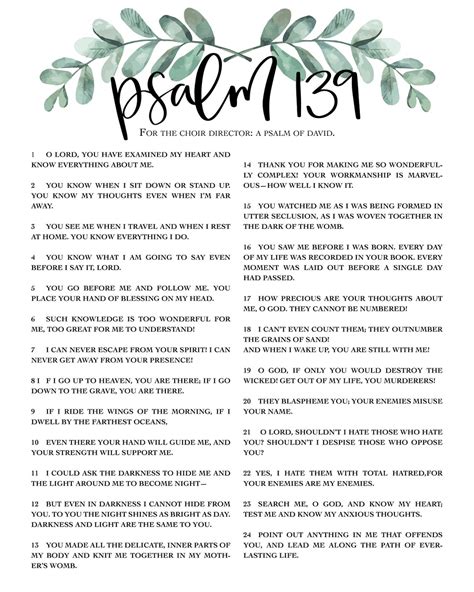 Psalm 139 NLT Print, Bible Quote - Etsy