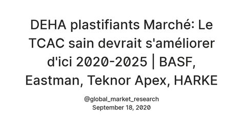 DEHA plastifiants Marché: Le TCAC sain devrait s'améliorer d'ici 2020 ...