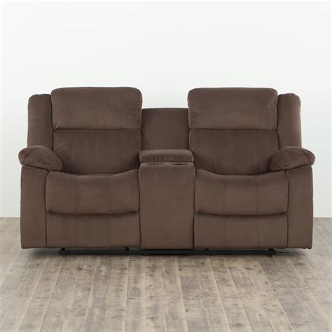 Buy Denver Two-Seater Gliding Recliner with Console - Brown from Home ...