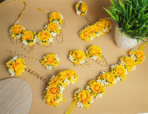 Handcrafted Yellow Floral Jewelry Set