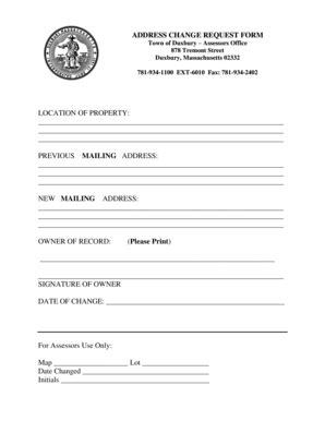 Fillable Online Change of Address Form - Town of Duxbury Fax Email ...