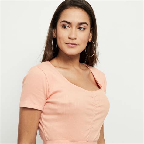 Buy Women Ruched V-Neck Crop Top Online at just Rs. 399.0 ...