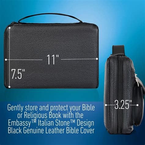 Buy Bible Cover Black Leather Large Holy Good Book Case Cross Zipper ...
