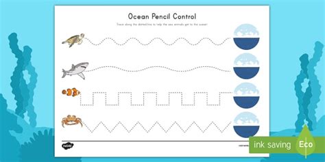 Printable Ocean Pencil Control Activity | Twinkl USA
