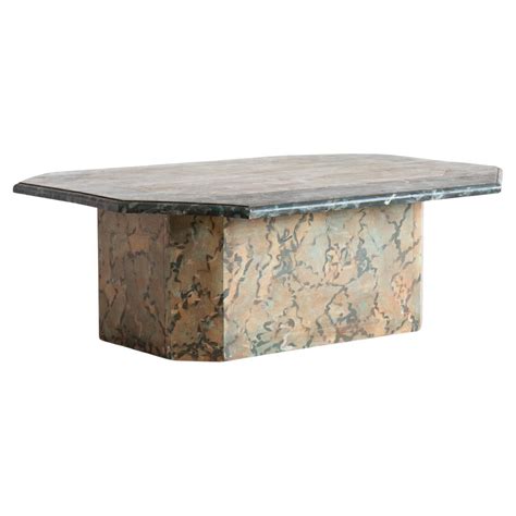 Coffee Table in Faux Marble Green Lacquer For Sale at 1stDibs