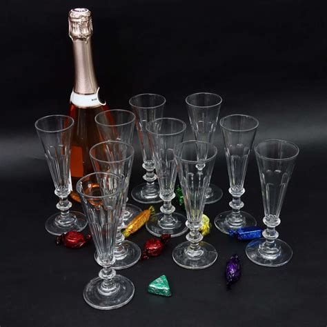 Set of Ten, Crystal Champagne Flutes