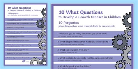 10 WHAT Questions to Develop Growth Mindset in Children A4 Display Poster
