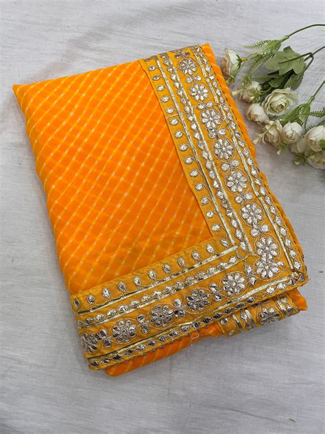 Yellow Mothda Gota Patti Border Saree – The Loom Store
