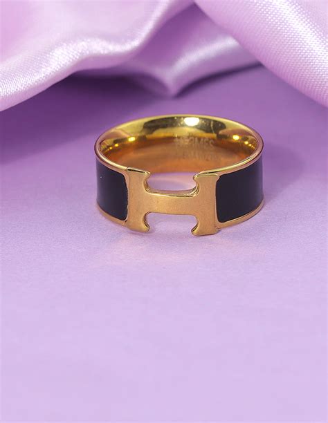Designer Bold H Enamel Finger Ring – Violet & Purple Designer Fashion ...
