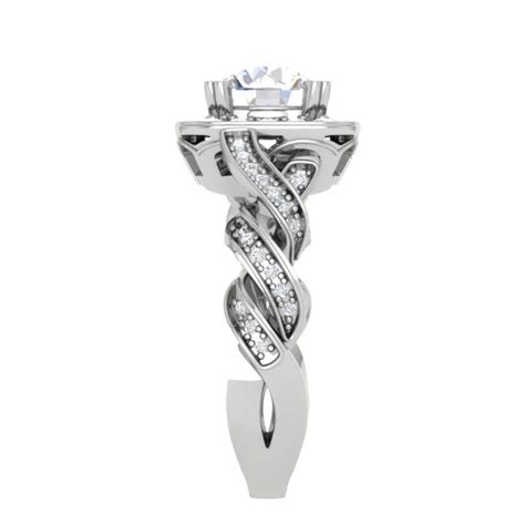 1-Carat Solitaire Square Halo Diamond Twisted Shank Platinum Ring JL P ...