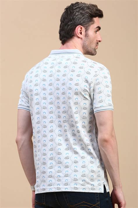 Classic Polo Men's Half Sleeve Grey Polo Neck Slim Fit All-Over Print