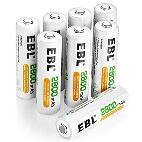 Buy EBL AA Rechargeable Batteries 2800mAh, 8 Counts High Performance ...