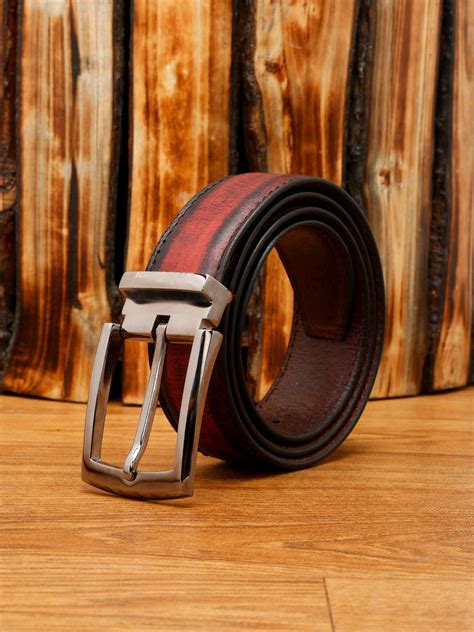 Buy LOUIS STITCH Men's Rosewood Red Italian Raw Leather Belt Premium ...