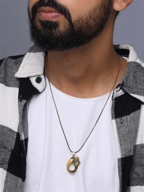 Antique Gold Plated Lord Shiva & Ganesha Chain Pendant