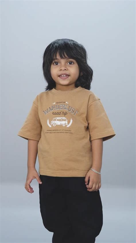BOYS 5 SLEEVE PRINTED BROWN TSHIRT – Happydotlive