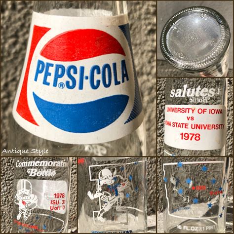 USA ヴィンテージ ペプシ コーラ アイオワ州 対アイオワ大学 1978's 記念ボトル 16oz PEPSI COLA オールドビン 【I ...