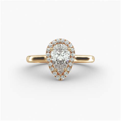 Pavé Diamond Halo Engagement Ring In 14K Yellow Gold (Pear)-17301y14