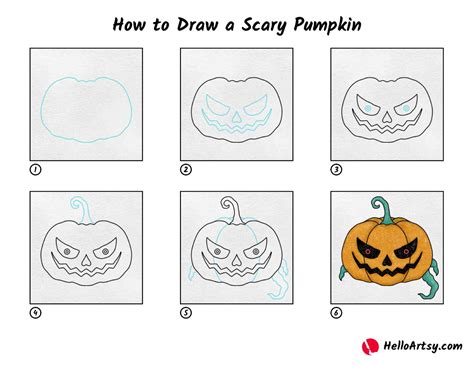 How To Draw A Scary Pumpkin Step By Step Easy