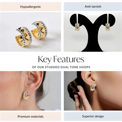 Jewellery Online - Premium Studded Dual Tone Hoops | Nestasia