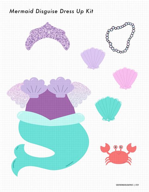 Turkey Disguise Printable - Mermaid Turkey, Princess Disguise, Mermaid ...