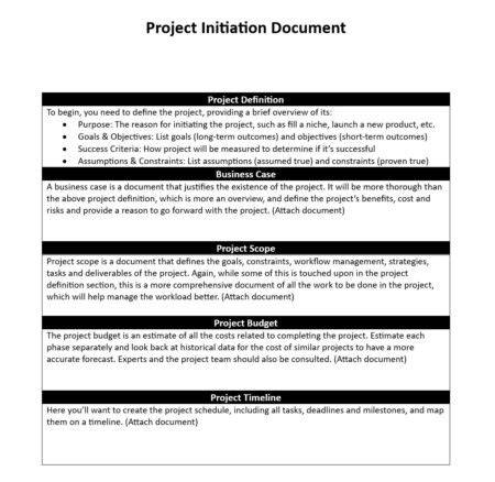 Image result for Project Initation Document Template APM