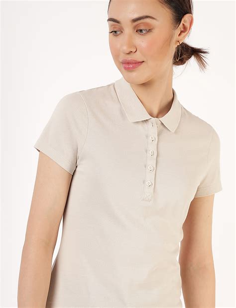 Pure Cotton Plain Polo Neck T-Shirt