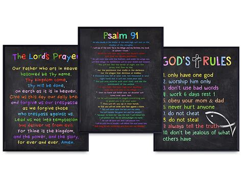 10 Ten Commandments The Lords Prayer Wall Art Psalm 91 | Desertcart INDIA