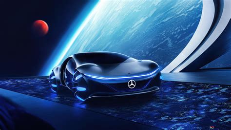 Gray Mercedes-Benz VISION AVTR in outer space 4K wallpaper download
